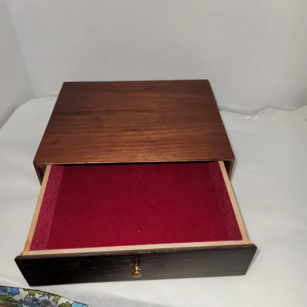 Walnut handmade Valet box brass hardware jewelry keys  change stash Vanity